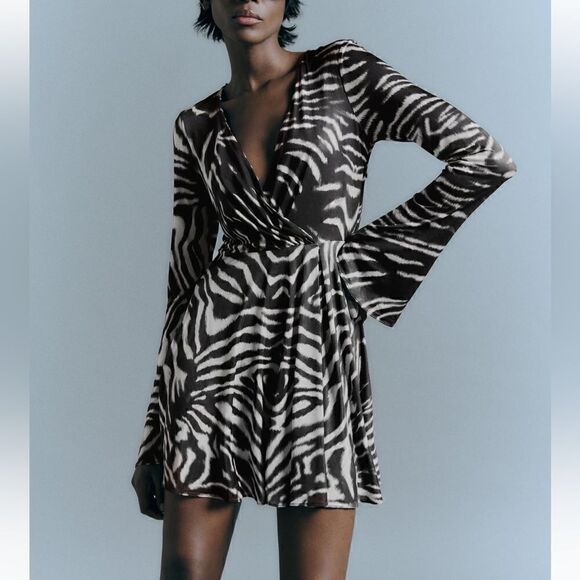 NWT Zara Zebra Printed Dress - Picture 4 of 13